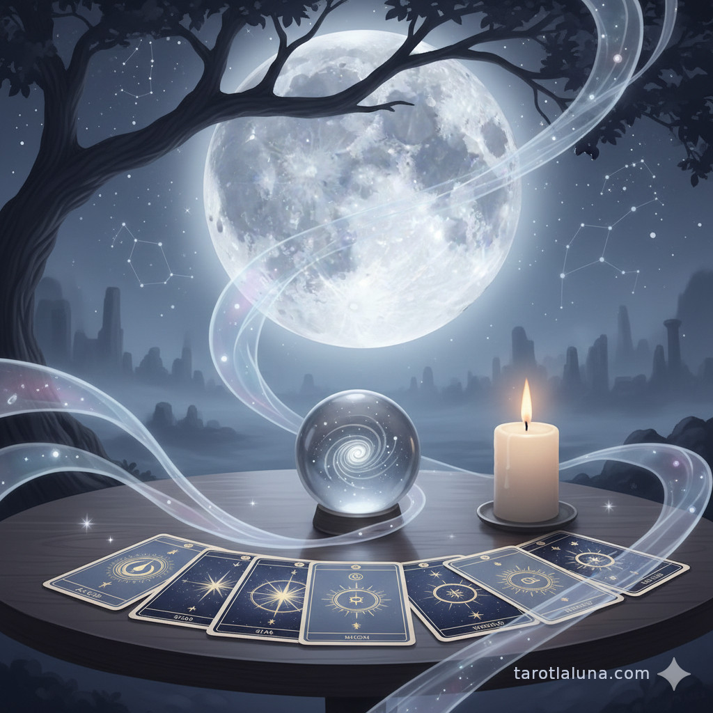 tarot 806 0 42 - luna estrellas mistico mesa